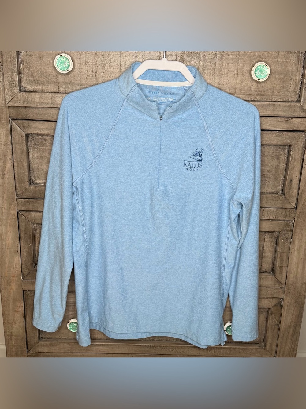 Peter Millar Woman's Sun Pro 1/4 Zip Mock Neck Golf Pullover Blue Stretch Size L